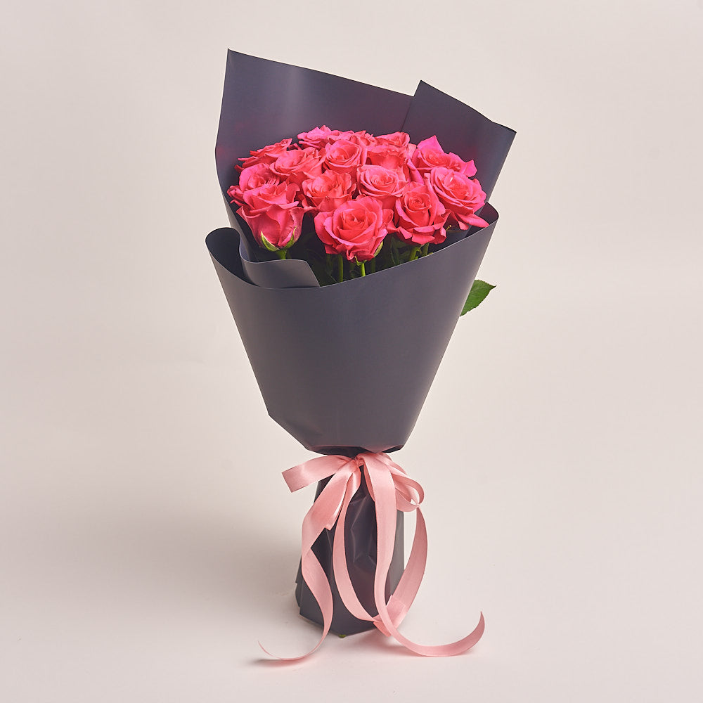 Bouquet of 15 Raspberry roses