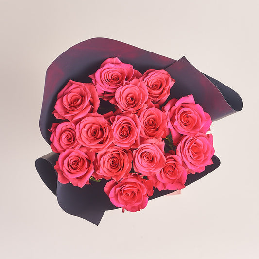 Bouquet of 15 Raspberry roses